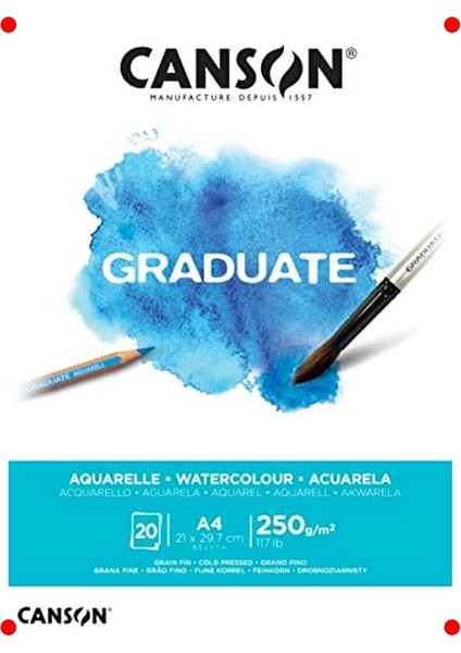 A4 Sulu Boya Kağıdı Bloğu, 20 Yaprak, 250 G/m²