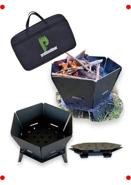 Altıgen Katlanır Ateş Çukuru - Taşınabilir Şömine