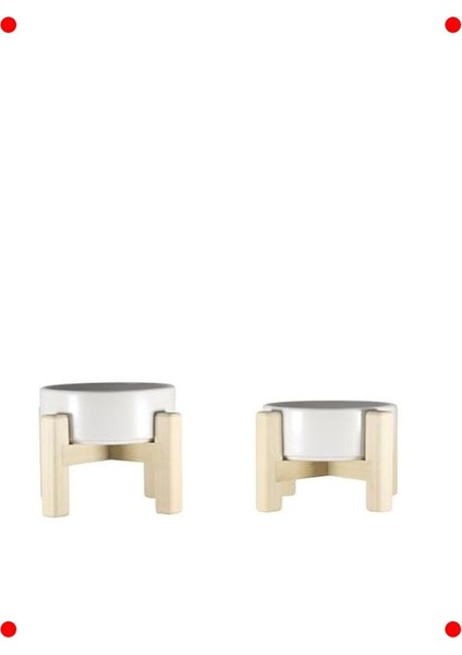 Ahşap Standlı Seramik Mama ve Su Kabı (Çift Taraflı)