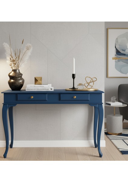 120 cm Masif Lükens Mavi Çalışma Masası