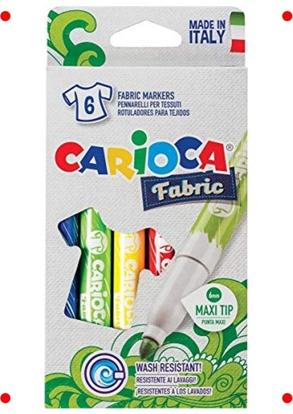 Kumaş Boya Kalemi Seti, Maxi Boy, 6 Renk, Keçeli