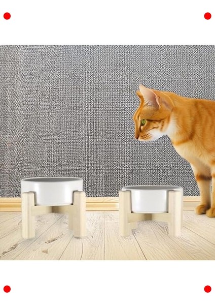 Ahşap Standlı Seramik Mama ve Su Kabı (Çift Taraflı) indirimleri