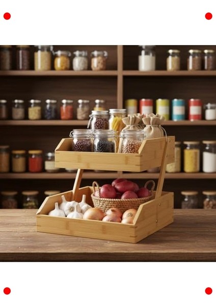 Iki Katlı Doğal Bambu Organizer Raf fırsatları