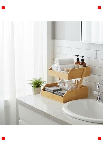 Iki Katlı Doğal Bambu Organizer Raf indirimleri