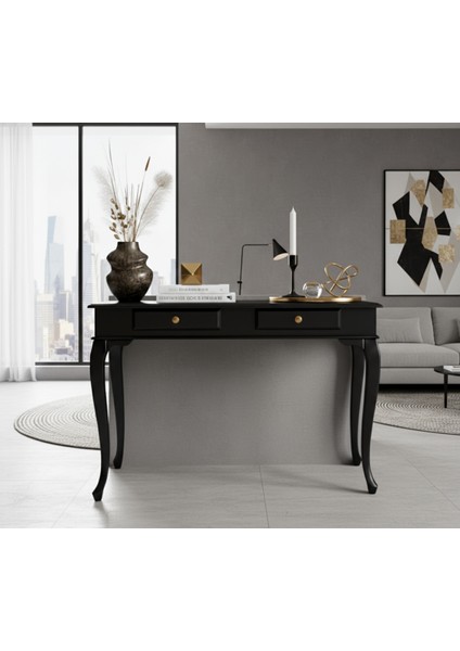 100 cm Masif Lükens Siyah Çalışma Masası