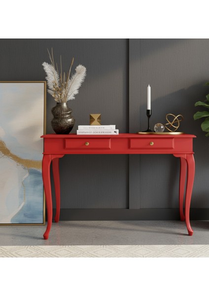 120 cm Masif Lükens Kırmızı Çalışma Masası