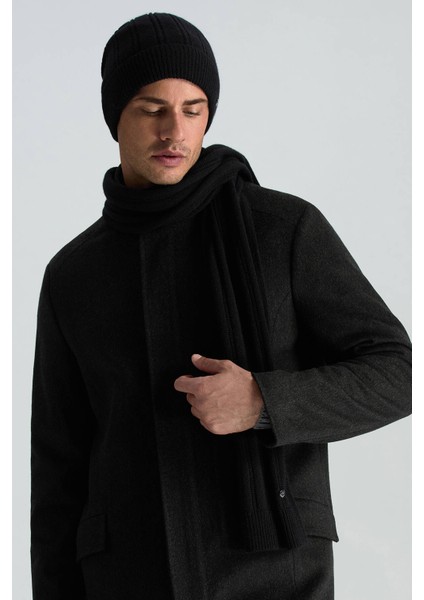 Saf Kaşmir Örgü Desenli Siyah Bere modelleri