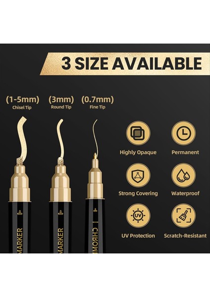 3'lü Paket Çift Uçlu Sıvı Altın Krom Kalemler (Yurt Dışından) modelleri