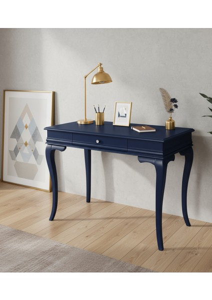 110 cm Masif Rustik Lacivert Çalışma Masası