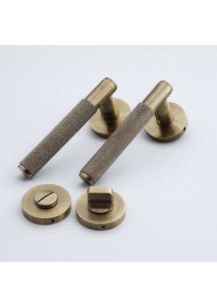 Wc Banyo Tipi Kapı Kolu Rozetli Antik Füme Sağ Sol Uygun Modern Iç Kapı Kilitli 1 Takım