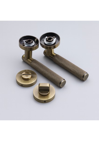 Wc Banyo Tipi Kapı Kolu Rozetli Antik Füme Sağ Sol Uygun Modern Iç Kapı Kilitli 1 Takım fırsatları