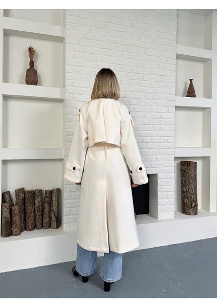 Kadın Kaşe Kuşaklı Pelerin Detay Extra Oversize Kaban / Trençkot fiyatları
