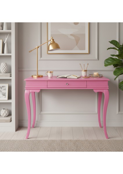 120 cm Masif Rustik Pembe Çalışma Masası