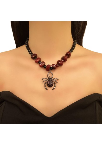 Karanlık Tarzı Kırmızı Yakut Örümcek Kan Damlası Kolye (Yurt Dışından)