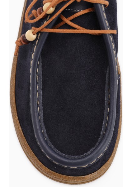 Polin Hakiki Deri Lacivert Süet Bağcıklı Günlük Loafer Ayakkabı modelleri