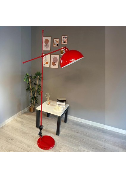 Kırmızı Lambader Hareketli Başlık Modern Dekoratif Metal Oturma Odası Çalışma Odası Zemin Lambası fırsatları