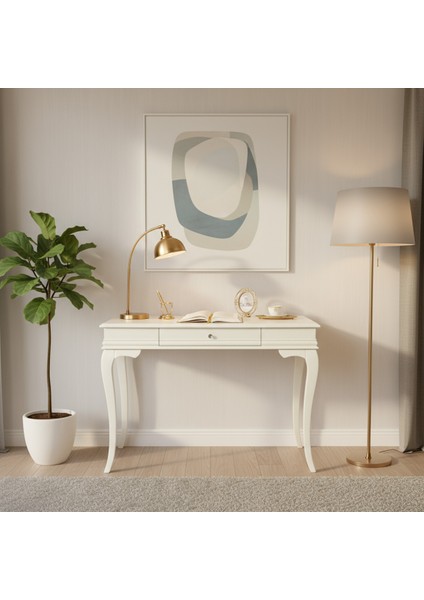 100 cm Masif Rustik Krem Çalışma Masası