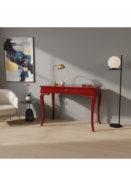 110 cm Masif Rustik Kırmızı Çalışma Masası