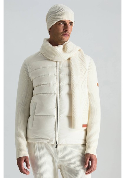 Merino Yün Kaşmir Karışım Desenli Beyaz Bere modelleri