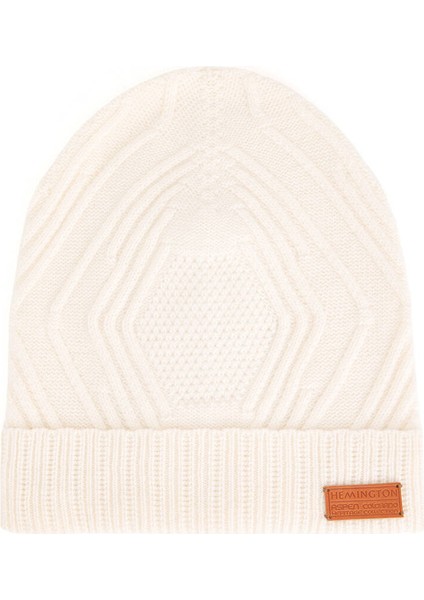 Merino Yün Kaşmir Karışım Desenli Beyaz Bere fırsatları