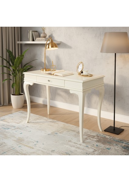 110 cm Masif Rustik Krem Çalışma Masası