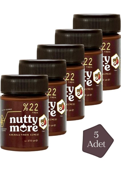 %22 Kakaolu Fındık Ezmesi 370 gr x 5 Adet