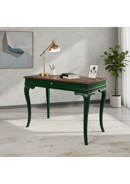 110 cm Masif Rustik Yeşil Ceviz Çalışma Masası