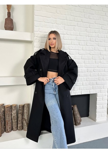Kadın Kaşe Kuşaklı Pelerin Detay Extra Oversize Kaban / Trençkot fiyatları