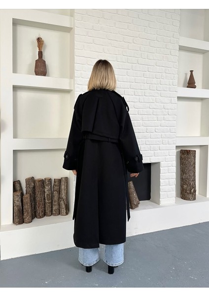 Kadın Kaşe Kuşaklı Pelerin Detay Extra Oversize Kaban / Trençkot modelleri