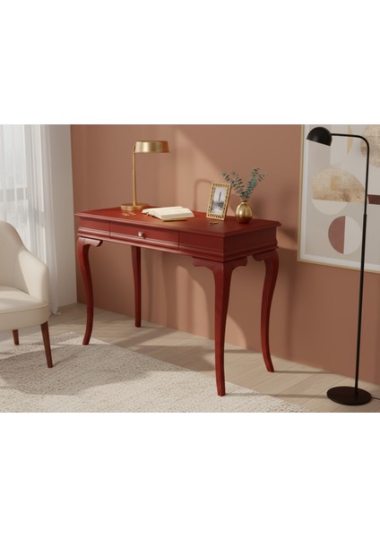120 cm Masif Rustik Bordo Çalışma Masası