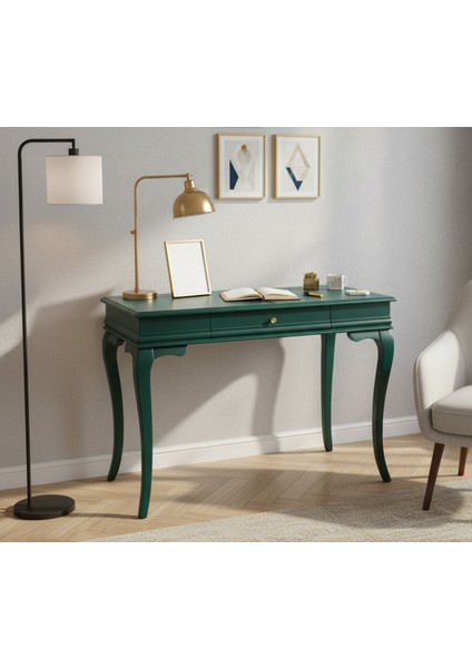 120 cm Masif Rustik Yeşil Çalışma Masası