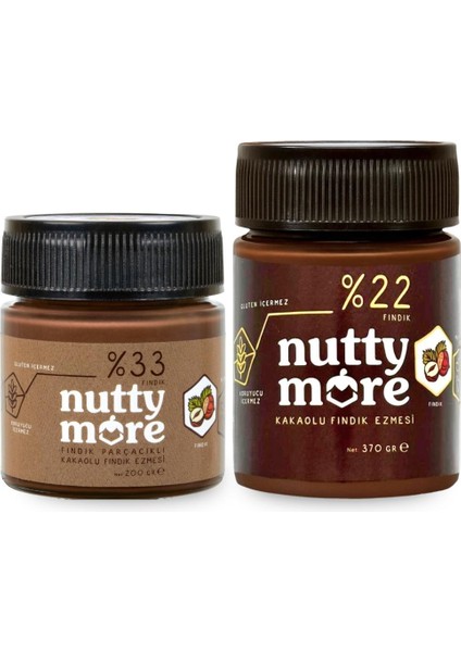 %33 Fındık Parçacıklı Kakaolu Fındık Ezmesi 200 gr + %22 Kakaolu Fındık Ezmesi 370 gr