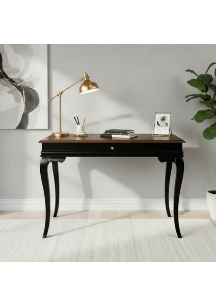 110 cm Masif Rustik Siyah Ceviz Çalışma Masası