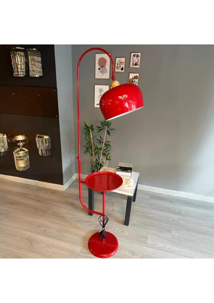 Lambader Kırmızı Hareketli Başlık Sehpalı Modern Dekoratif Metal Oturma Odası Çalışma Odası Zemin