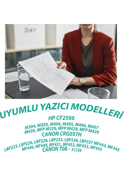 Canon CRG057H lbp223dw, mf443dw, mf453dw, HP CF259X Muadil Toner (Çipsiz) modelleri