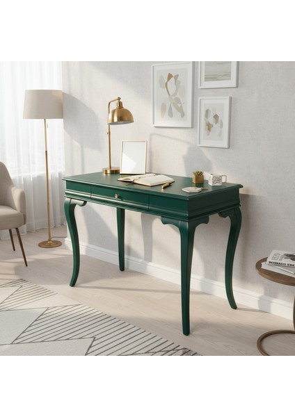100 cm Masif Rustik Yeşil Çalışma Masası