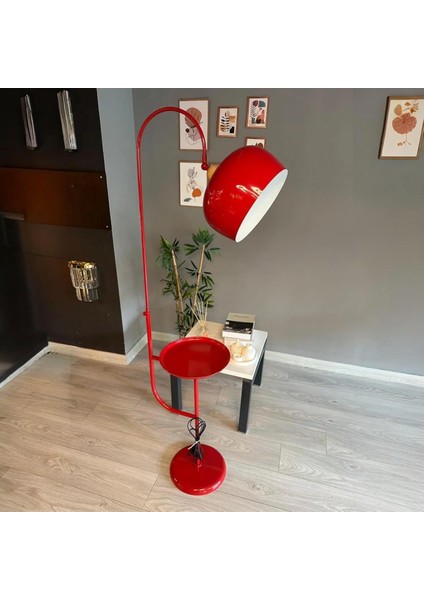 Lambader Kırmızı Hareketli Başlık Sehpalı Modern Dekoratif Metal Oturma Odası Çalışma Odası Zemin