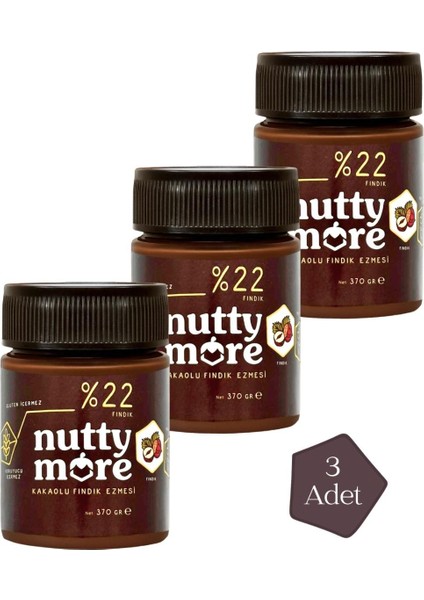 %22 Kakaolu Fındık Ezmesi 370 gr x 3 Adet