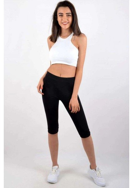 Kota Kadın Kapri Sporcu Likralı Düz Tayt Siyah 4005 modelleri