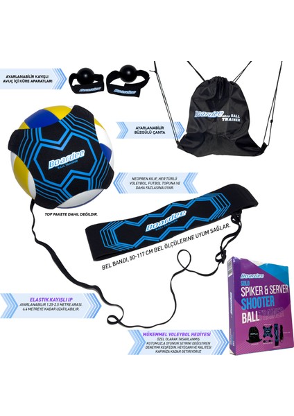 Bireysel Voleybol Antrenman Seti – Smaç, Servis, Parmak Pas ve Şut Top Çalışma Lastik Seti