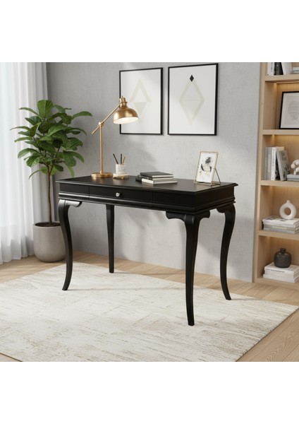 110 cm Masif Rustik Siyah Çalışma Masası