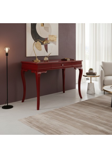 120 cm Masif Rustik Kırmızı Çalışma Masası