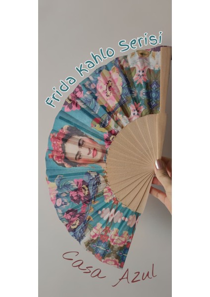 Frida Kahlo Serisi – Colores De México: Corazón Salvaje Büyük Boy Ahşap Yelpaze