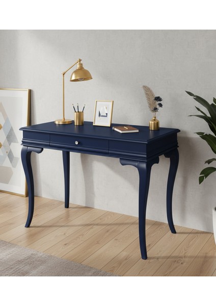 120 cm Masif Rustik Lacivert Çalışma Masası