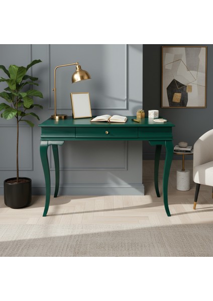 110 cm Masif Rustik Yeşil Çalışma Masası