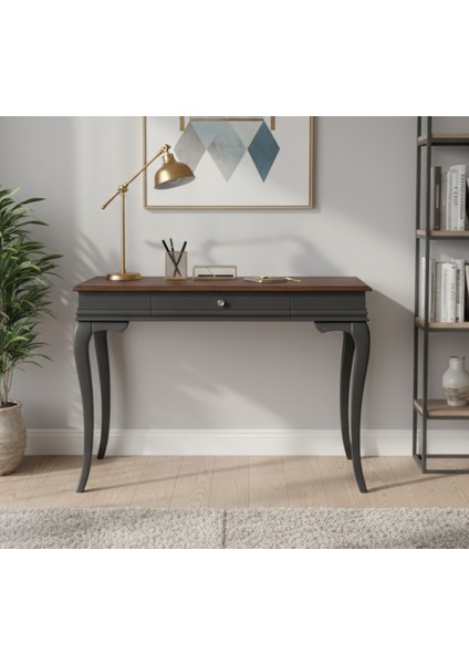 120 cm Masif Rustik Antrasit Ceviz Çalışma Masası