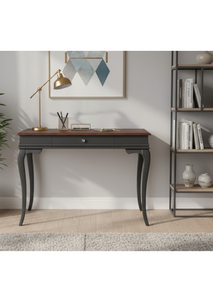 100 cm Masif Rustik Antrasit Ceviz Çalışma Masası