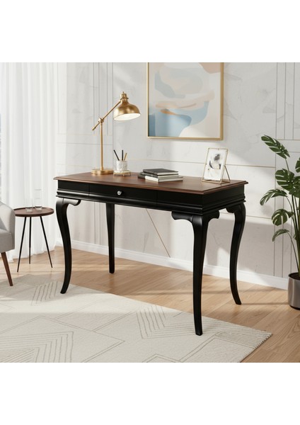 100 cm Masif Rustik Siyah Ceviz Çalışma Masası