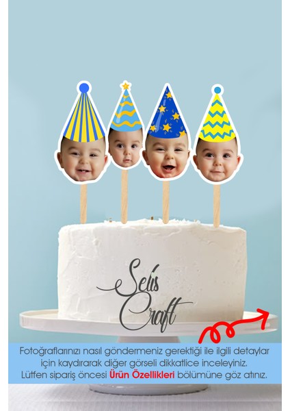 12 Fotoğraflı Doğum Günü Cupcake Pasta Kürdan Süslemesi 12 Adet