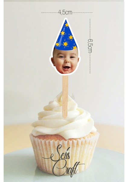 12 Fotoğraflı Doğum Günü Cupcake Pasta Kürdan Süslemesi 12 Adet indirimleri